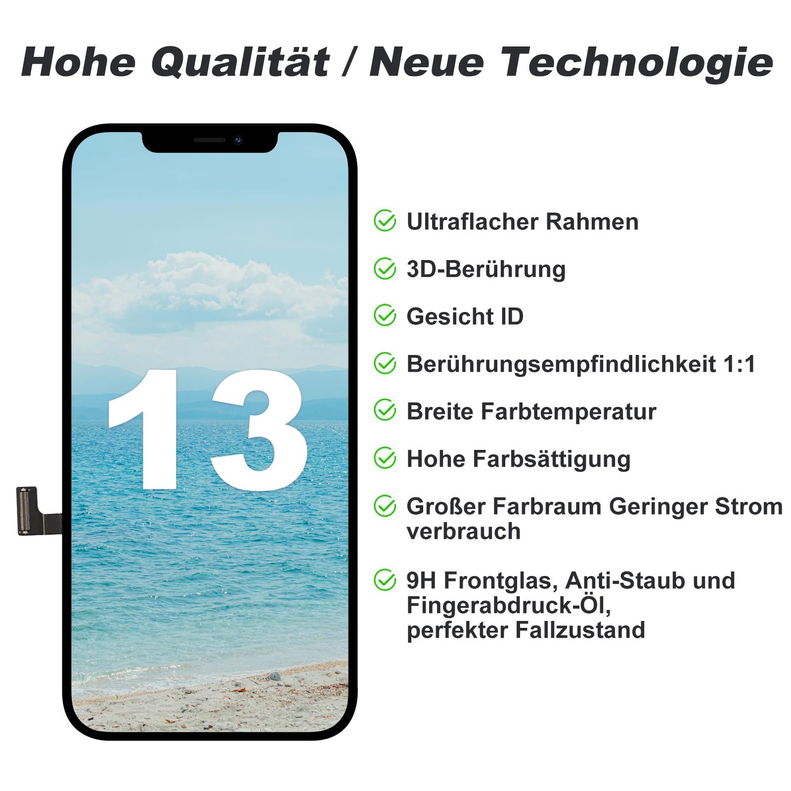 DIGI4U LCD for iPhone 13 Display Screen Replacement, 6.1 Inch FHD